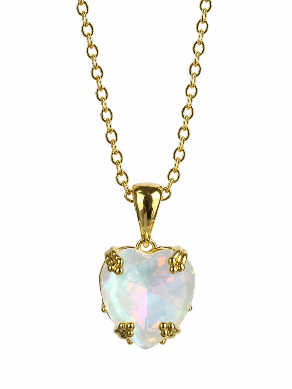 New Heart Pendant Necklace with Opal Heart Crystal